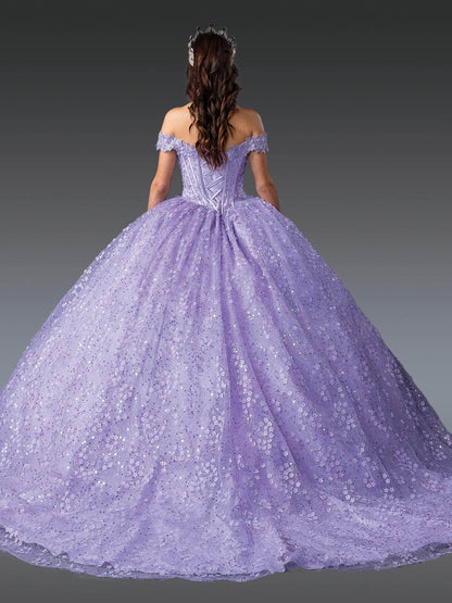 Dancing Queen 1901 - Sweetheart Ballgown with 3D Floral Applique Quinceanera Dresses XS / Lilac