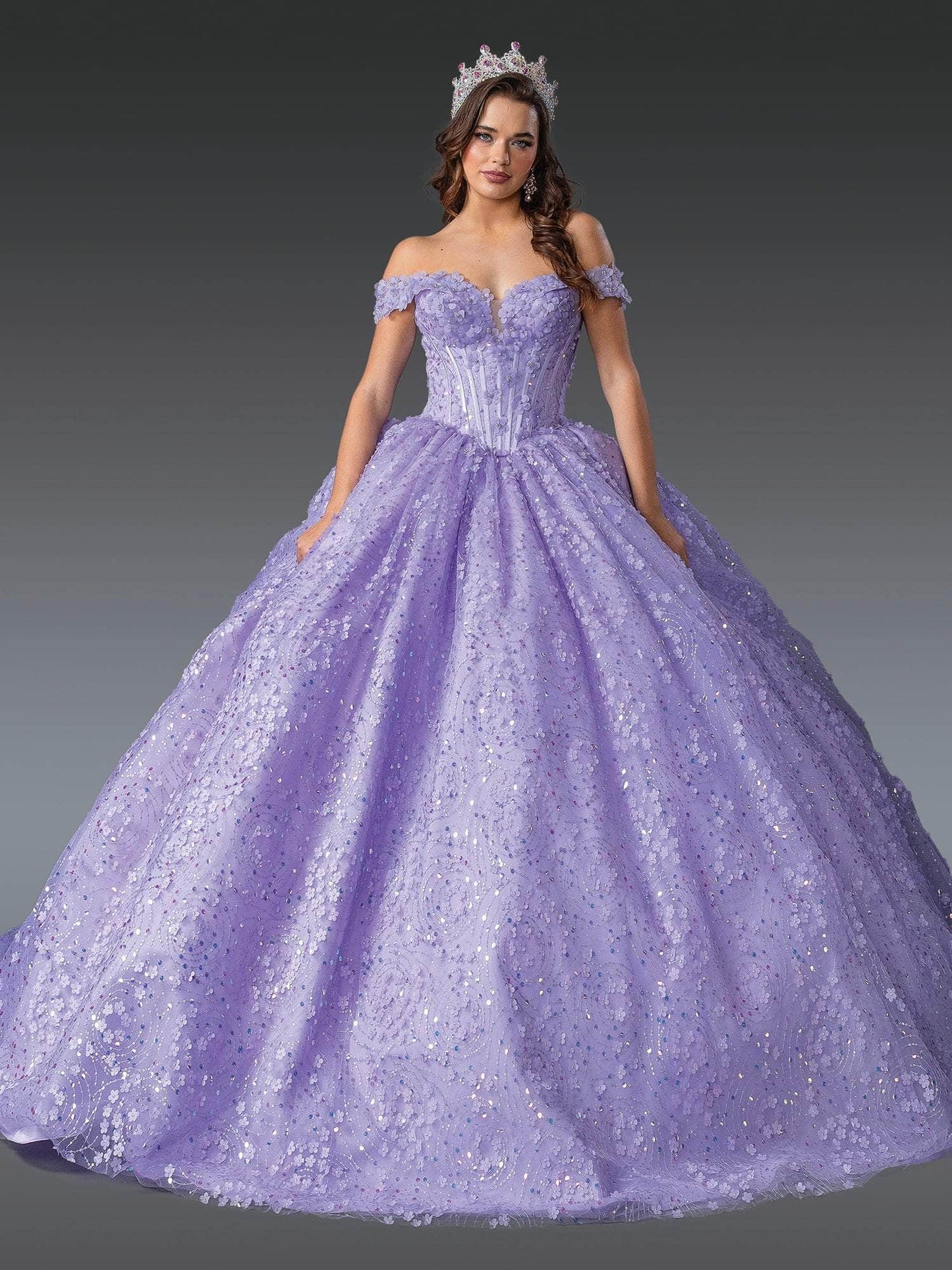 Dancing Queen 1901 - Sweetheart Ballgown with 3D Floral Applique Quinceanera Dresses XS / Lilac