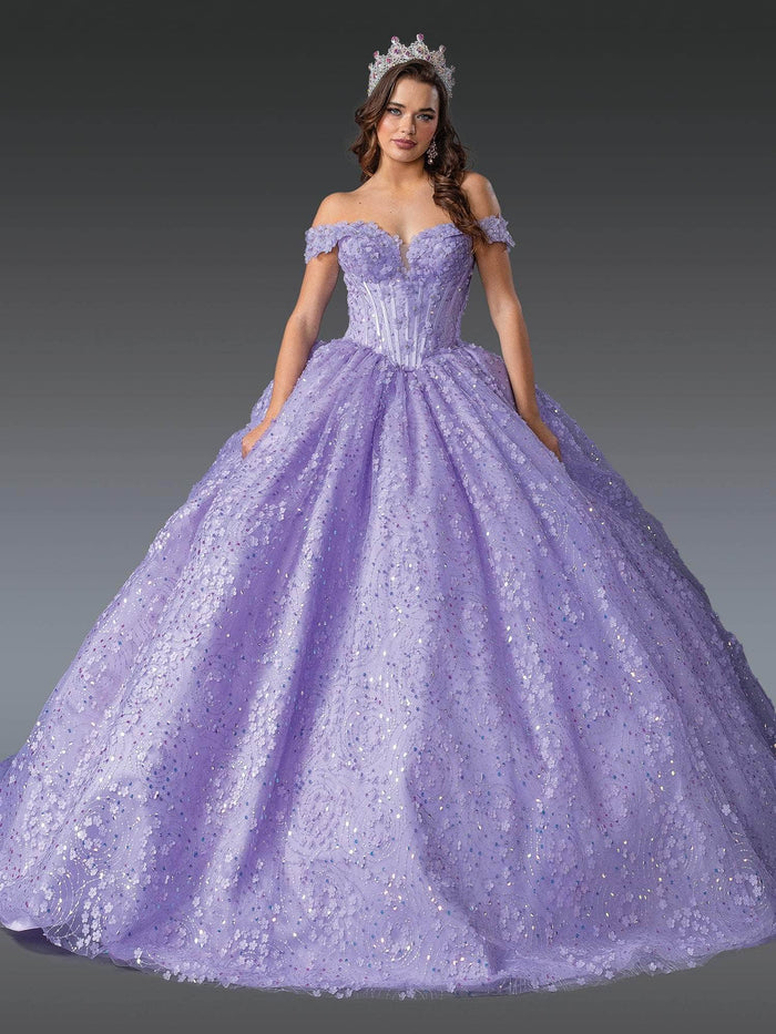 Dancing Queen 1901 - Sweetheart Ballgown with 3D Floral Applique Quinceanera Dresses XS / Lilac