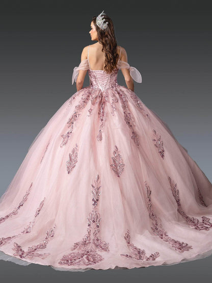 Dancing Queen 1902 - Beaded Lace Corset Bodice Ballgown Quinceanera Dresses XS / Blush