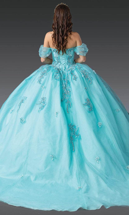 Dancing Queen 1903 - Beaded Embroidered Sweetheart Ballgown Quinceanera Dresses XS / Aqua