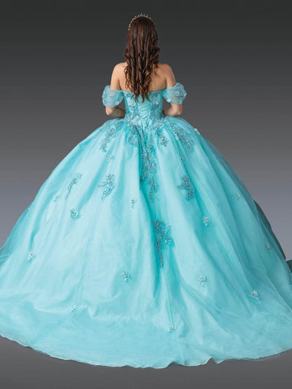 Dancing Queen 1903 - Beaded Embroidered Sweetheart Ballgown Quinceanera Dresses XS / Aqua