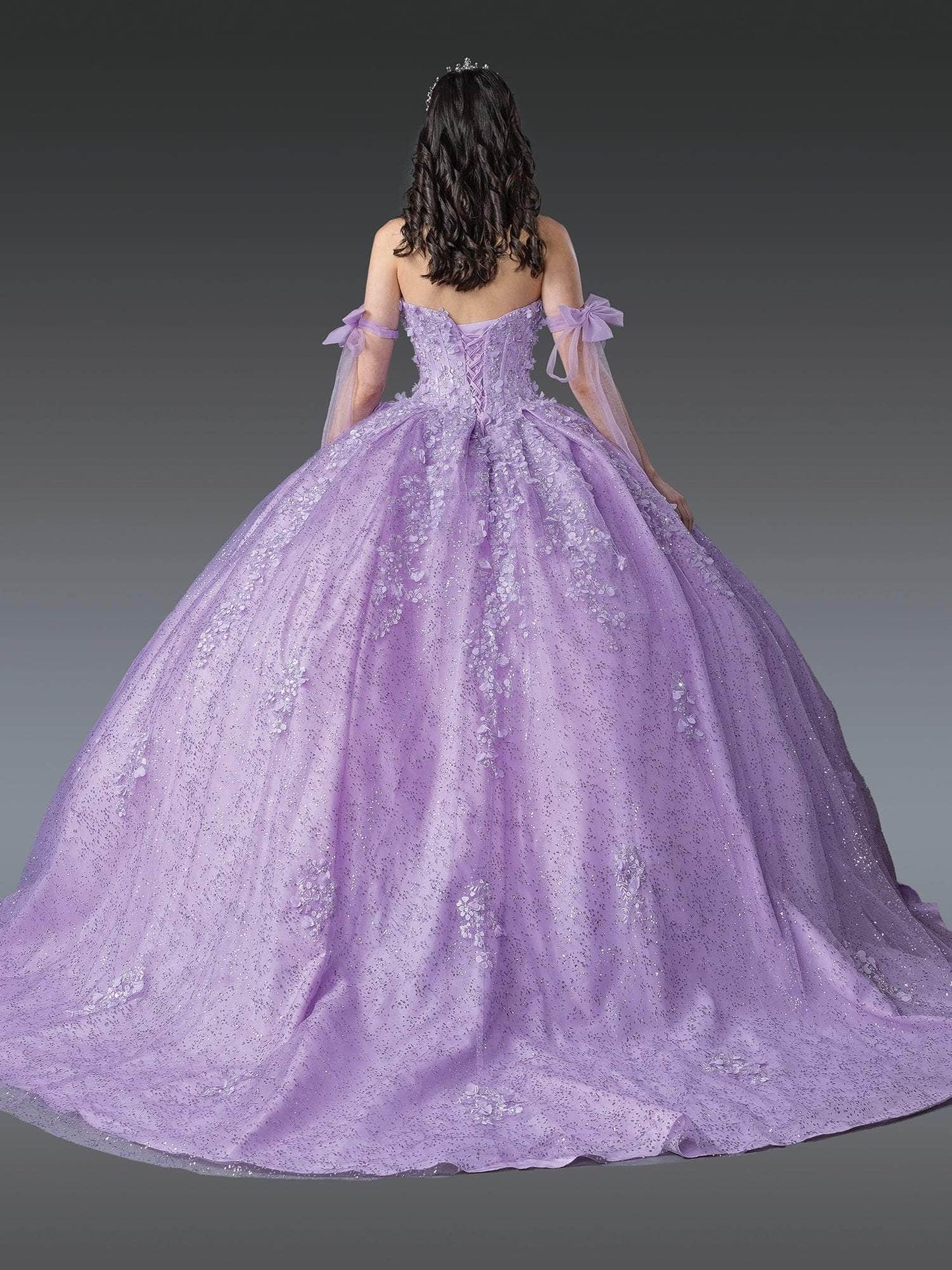 Dancing Queen 1905 - Floral Appliqued Sweetheart Glitter Ballgown Quinceanera Dresses XS / Lilac