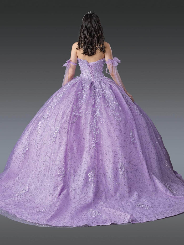 Dancing Queen 1905 - Floral Appliqued Sweetheart Glitter Ballgown Quinceanera Dresses XS / Lilac