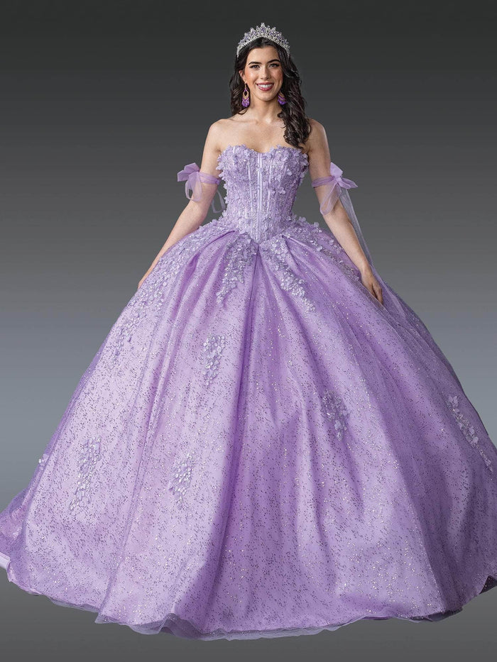 Dancing Queen 1905 - Floral Appliqued Sweetheart Glitter Ballgown Quinceanera Dresses XS / Lilac