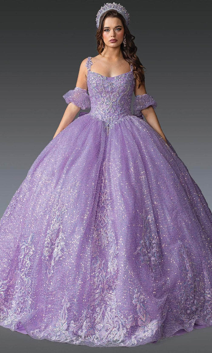 Dancing Queen 1907 - Beaded Embroidered Ballgown with Puff Sleeve Quinceanera Dresses XS / Lilac