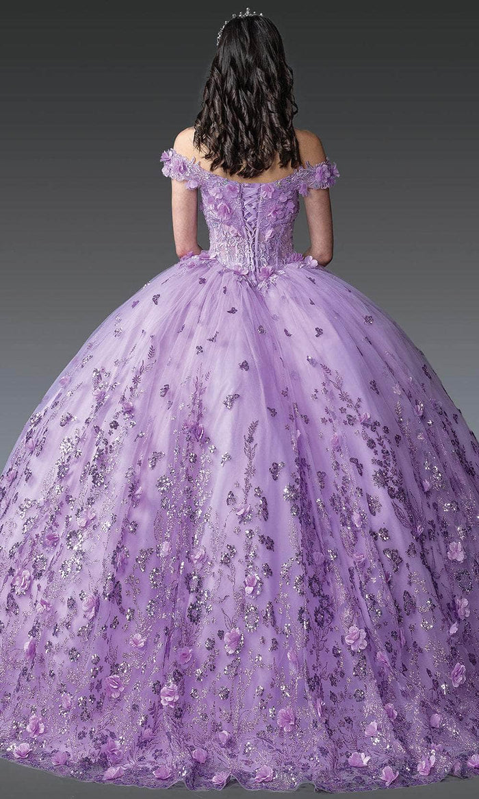 Dancing Queen 1908 - 3D Floral Glitter Ballgown Quinceanera Dresses XS / Lilac