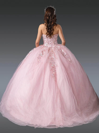 Dancing Queen 1916 - Strapless Appliqued Ballgown Quinceanera Dresses XS / Blush