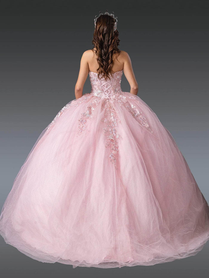 Dancing Queen 1916 - Strapless Appliqued Ballgown Quinceanera Dresses XS / Blush