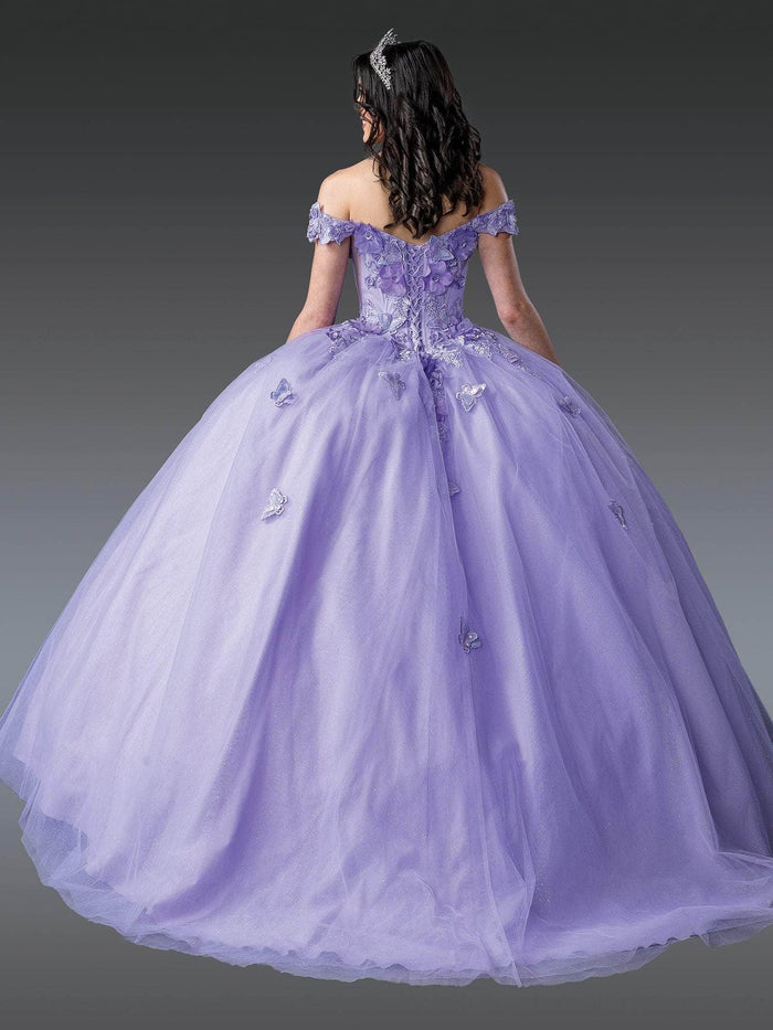 Dancing Queen 1917 - 3D Floral Off-Shoulder Ballgown Quinceanera Dresses XS / Lilac