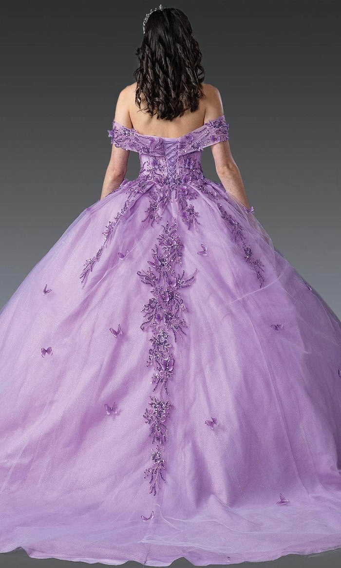 Dancing Queen 1923 - Butterfly Applique Off-Shoulder Gown Quinceanera Dresses XS / Lilac