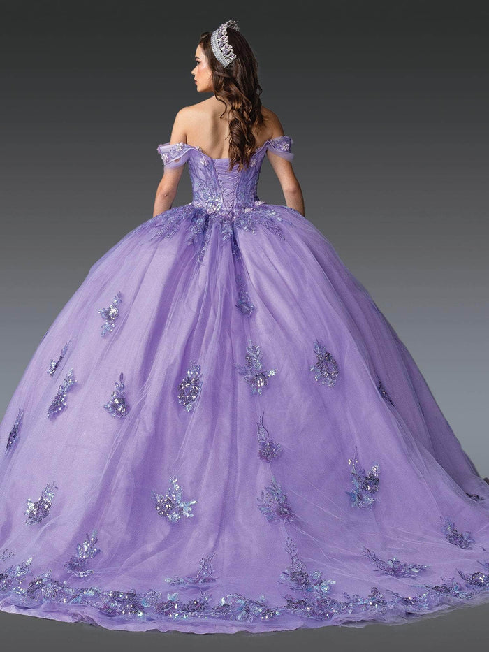 Dancing Queen 1929 - Off-Shoulder Floral Quince Ballgown Quinceanera Dresses XS / Lilac