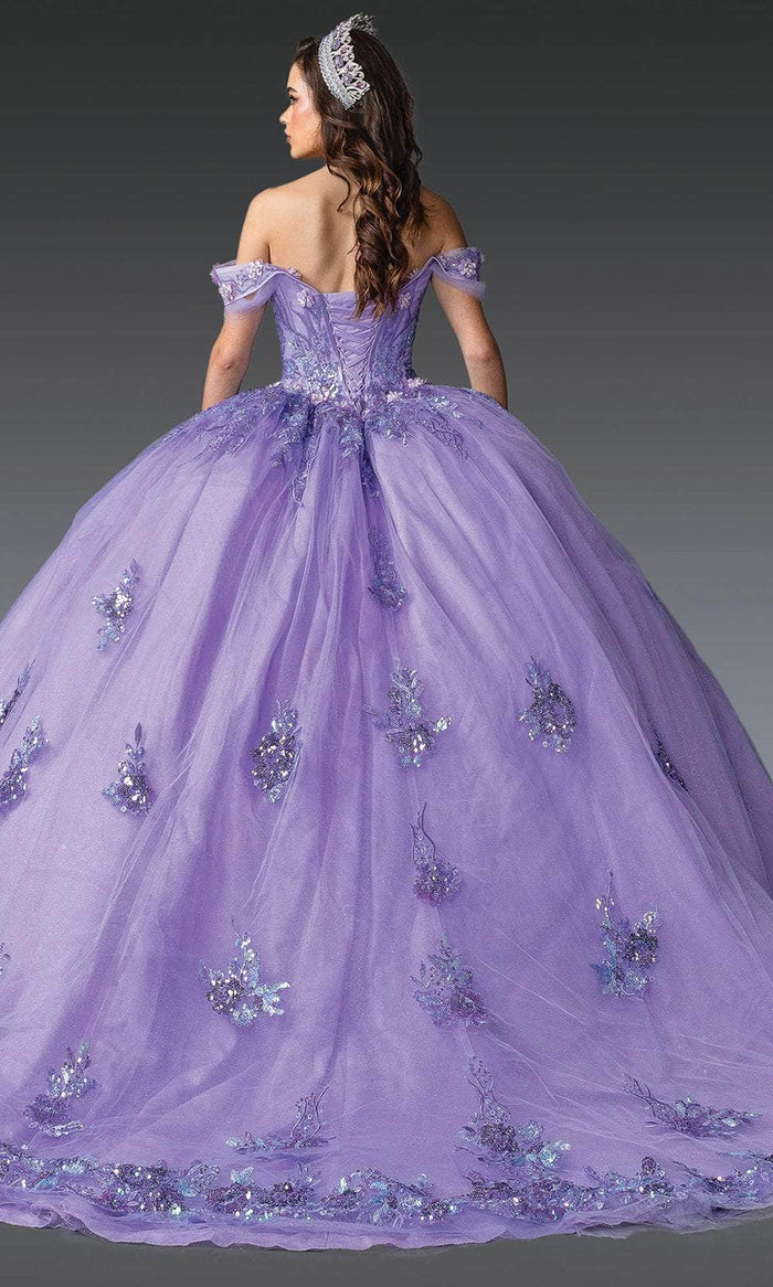 Dancing Queen 1929 - Off-Shoulder Floral Quince Ballgown Quinceanera Dresses XS / Lilac