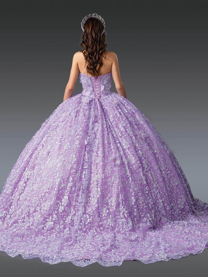 Dancing Queen 1940 - Strapless Glitter Floral Ballgown Quinceanera Dresses XS / Lilac