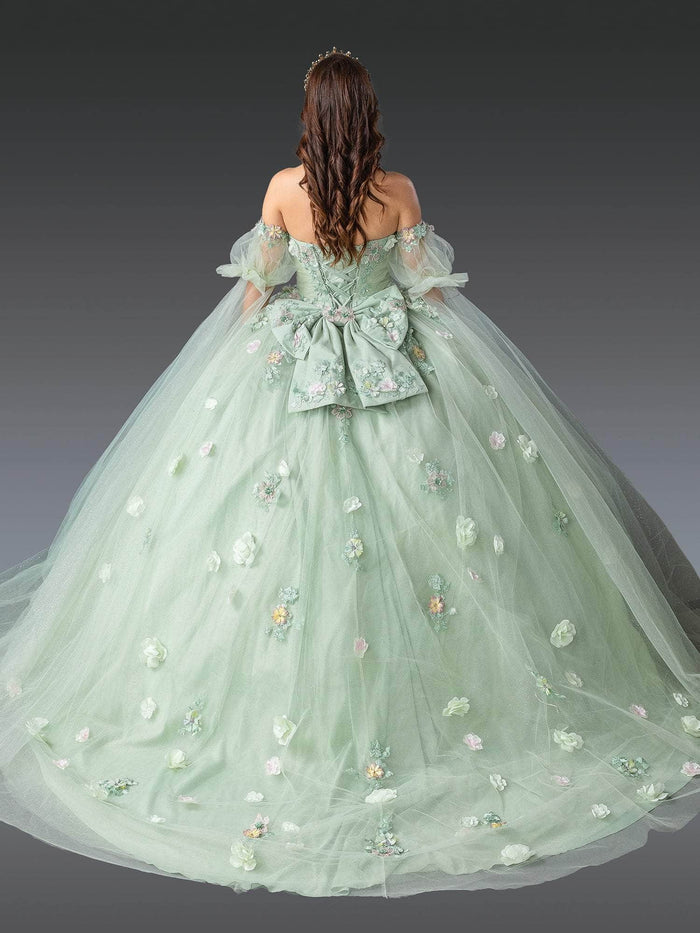 Dancing Queen 1945 - Off-Shoulder Multicolor Floral Ballgown Quinceanera Dresses XS / Sage
