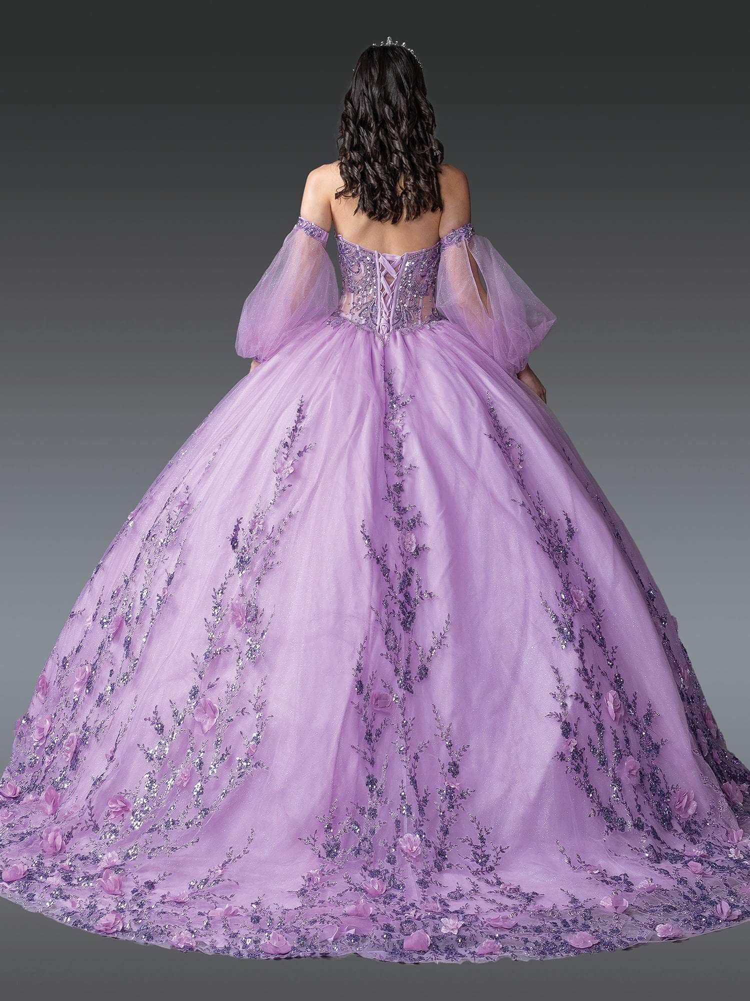 Dancing Queen 1953 - Sequin Embroidered Puff Sleeve Ballgown Quinceanera Dresses XS / Lilac