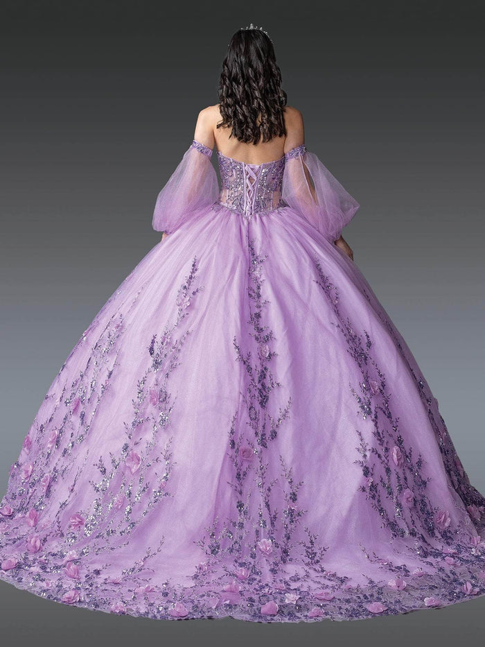 Dancing Queen 1953 - Sequin Embroidered Puff Sleeve Ballgown Quinceanera Dresses XS / Lilac