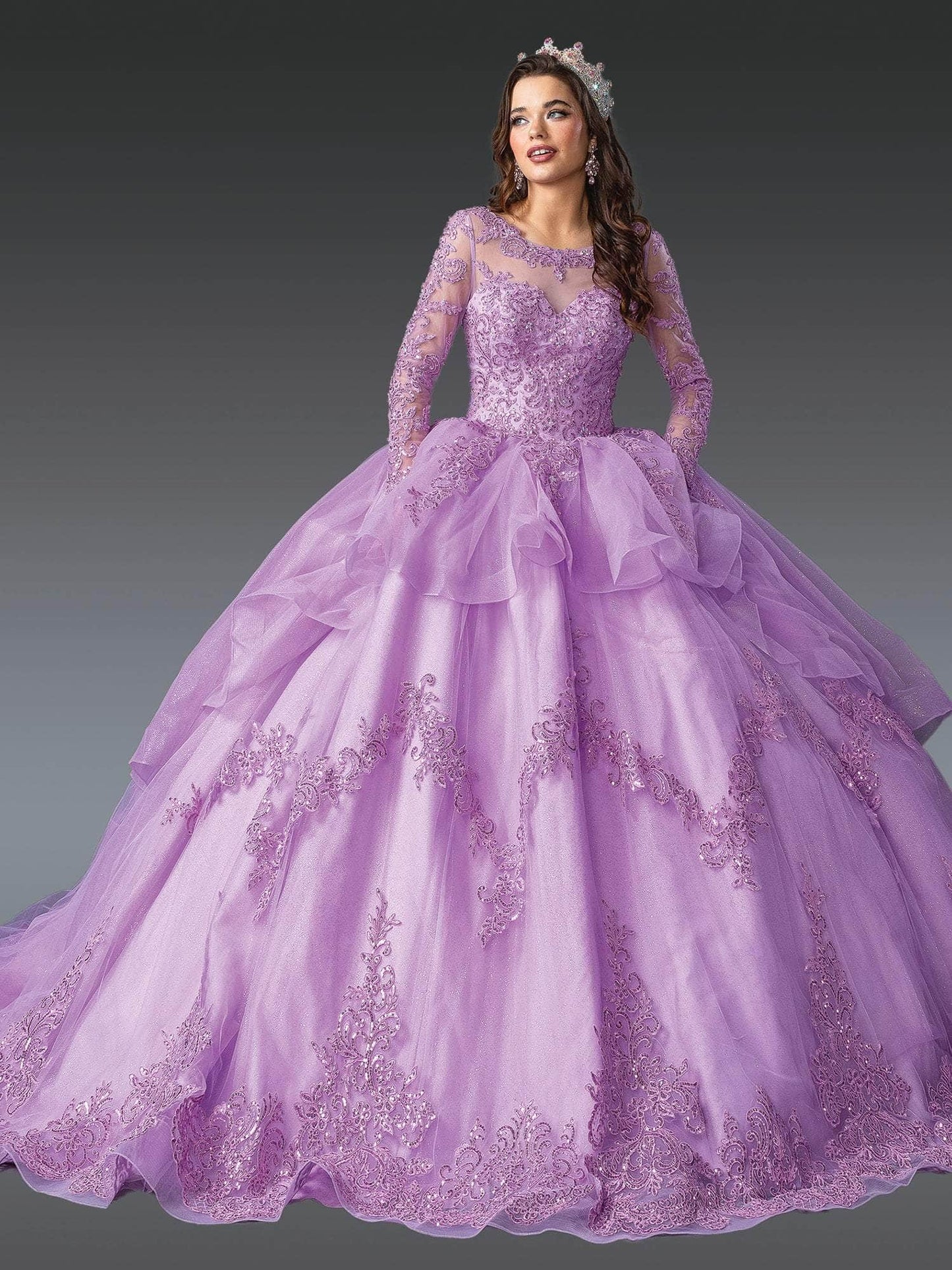 Dancing Queen 1956 - Sequin Embroidered Bateau Ballgown Quinceanera Dresses XS / Lilac