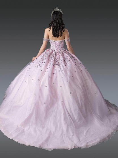 Dancing Queen 1959 - Floral Sequin Sweetheart Corset Ballgown Quinceanera Dresses XS / Blush