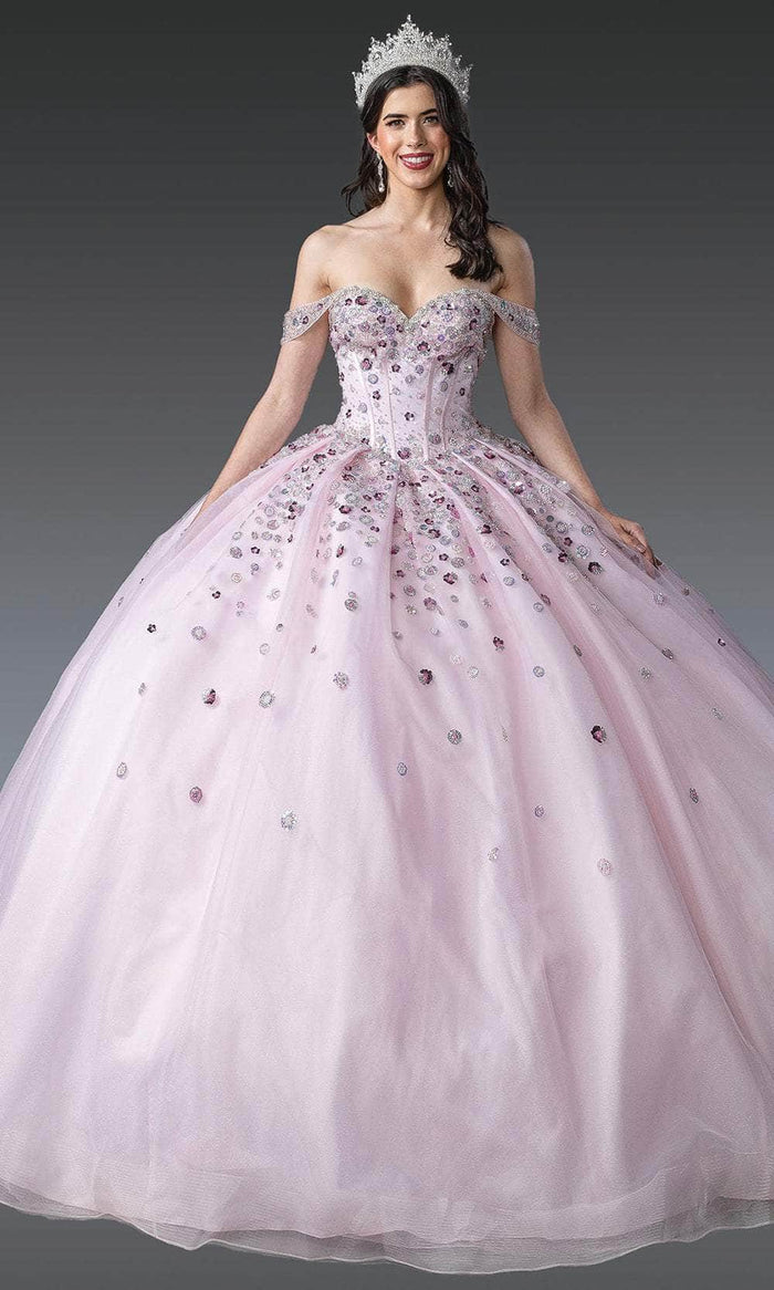 Dancing Queen 1959 - Floral Sequin Sweetheart Corset Ballgown Quinceanera Dresses XS / Blush