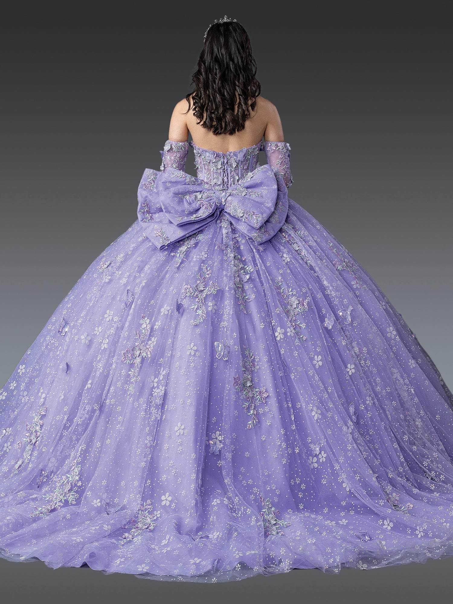 Dancing Queen 1965 - Embroidered Butterfly Strapless Ballgown Quinceanera Dresses XS / Lilac