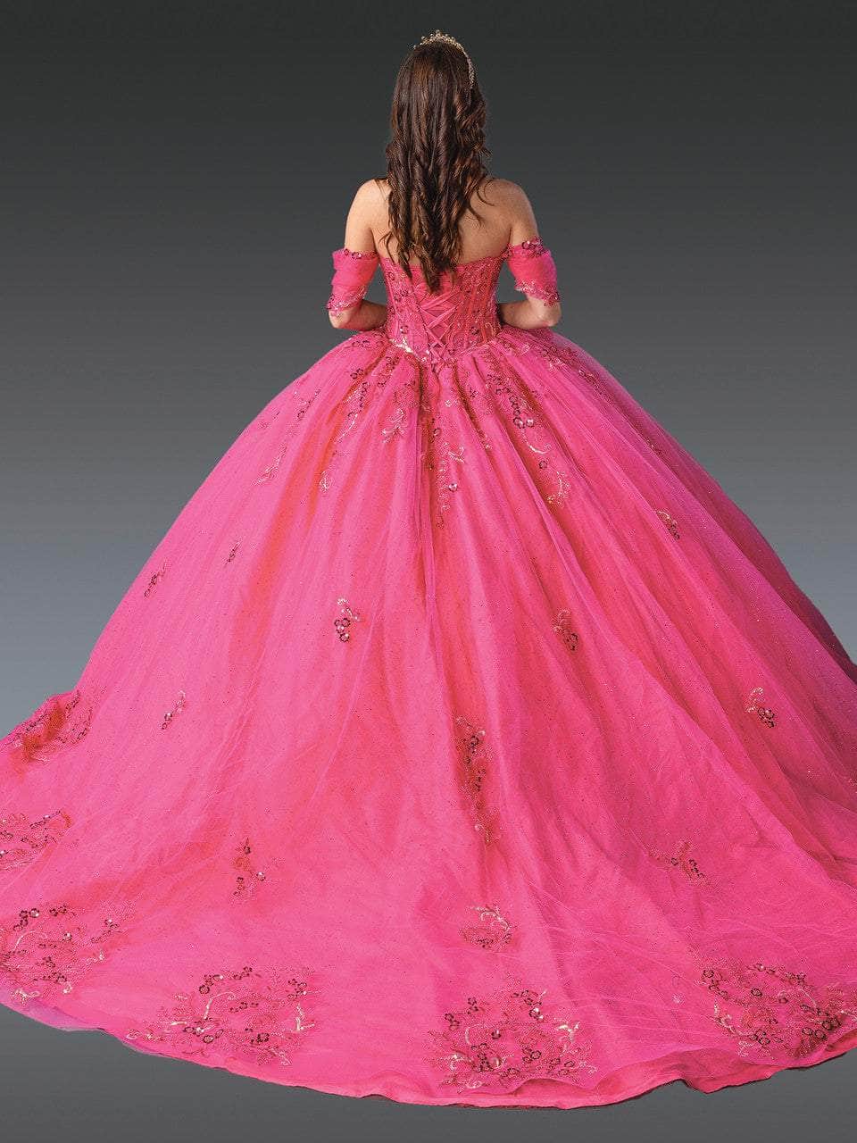 Dancing Queen 1987 - Sweetheart Sequin Lace Ballgown Ball Gowns XS / Fuchsia Print
