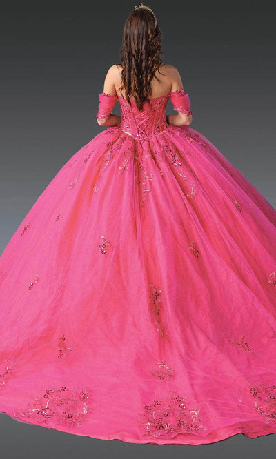 Dancing Queen 1987 - Sweetheart Sequin Lace Ballgown Ball Gowns XS / Fuchsia Print