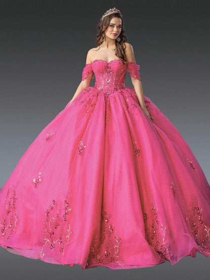Dancing Queen 1987 - Sweetheart Sequin Lace Ballgown Ball Gowns XS / Fuchsia Print