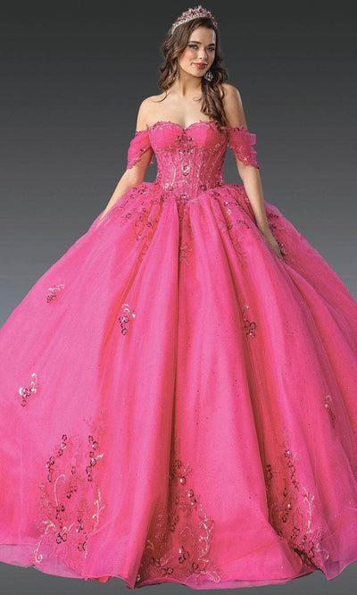 Dancing Queen 1987 - Sweetheart Sequin Lace Ballgown Ball Gowns XS / Fuchsia Print
