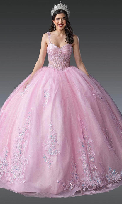 Dancing Queen 1989 - Sleeveless Lace Appliqued Ballgown Quinceanera Dresses XS / Pink