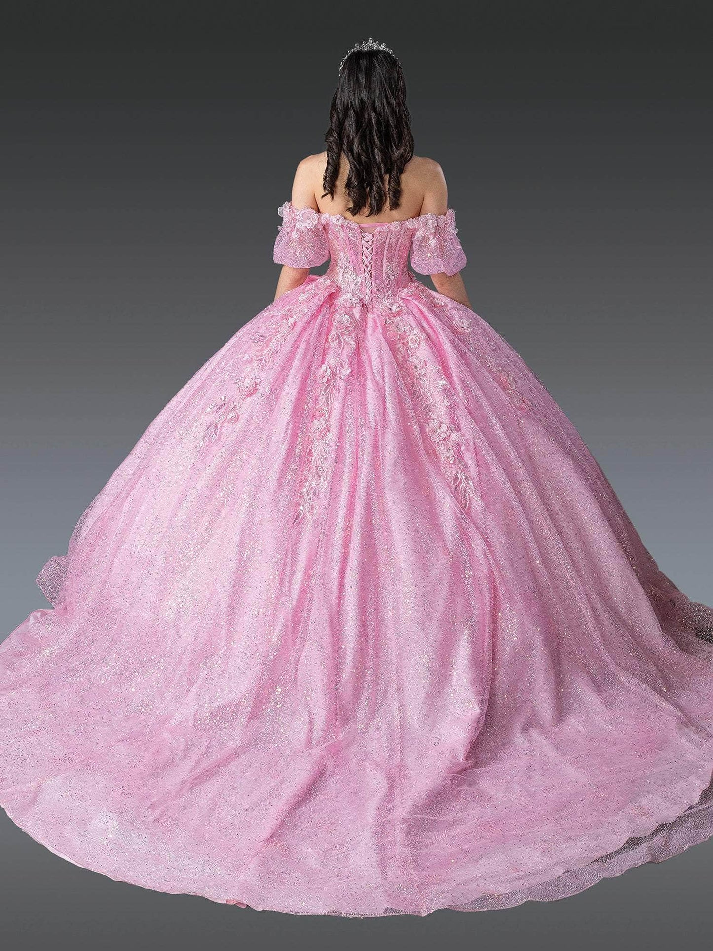 Dancing Queen 1991 - Floral Embroidered Ballgown with Puff Sleeve Quinceanera Dresses XS / Pink