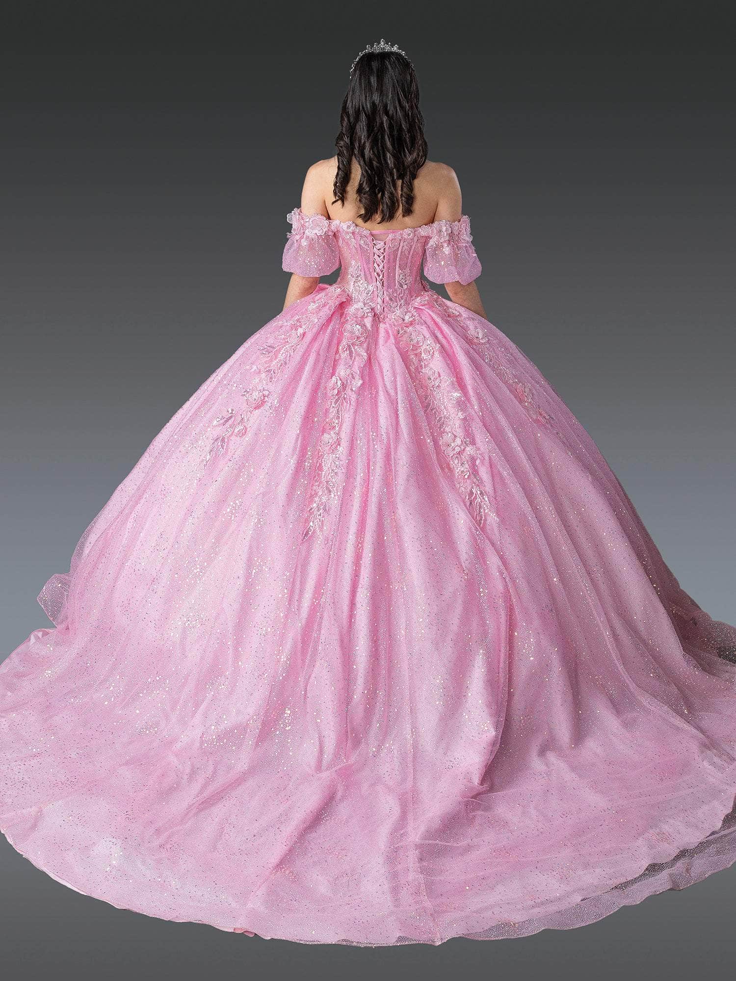 Dancing Queen 1991 - Floral Embroidered Ballgown with Puff Sleeve Quinceanera Dresses XS / Pink