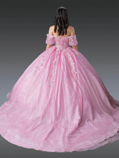 Dancing Queen 1991 - Floral Embroidered Ballgown with Puff Sleeve Quinceanera Dresses XS / Pink