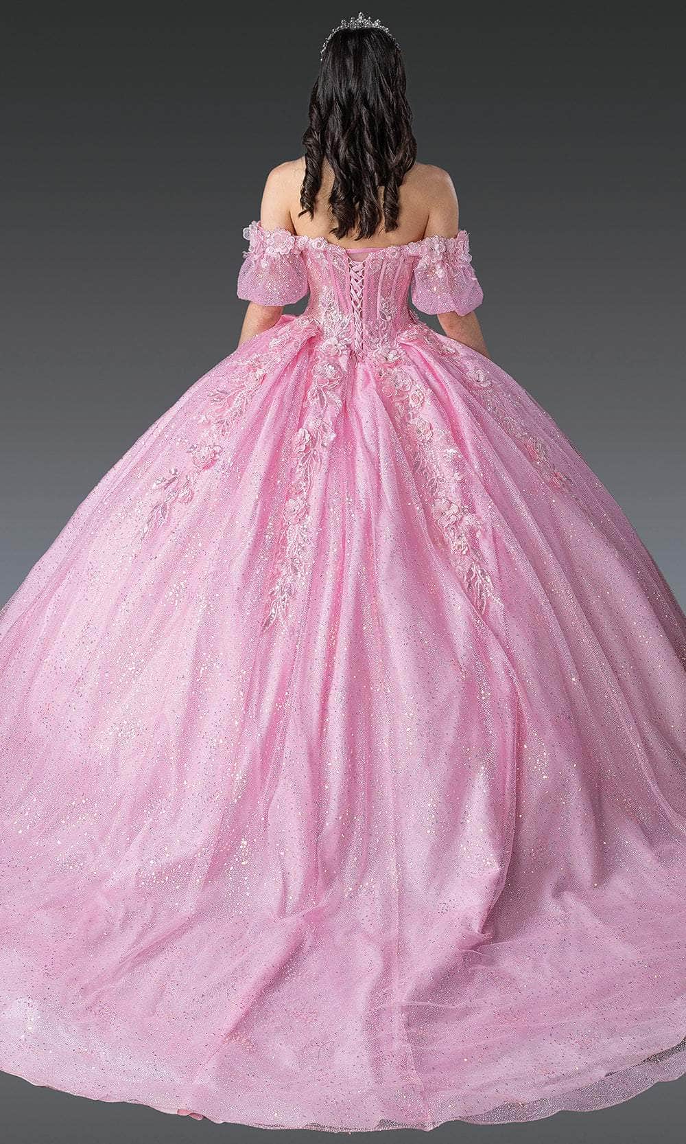 Dancing Queen 1991 - Floral Embroidered Ballgown with Puff Sleeve Quinceanera Dresses XS / Pink