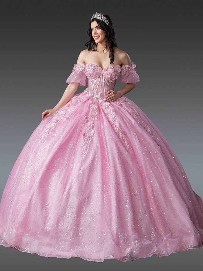Dancing Queen 1991 - Floral Embroidered Ballgown with Puff Sleeve Quinceanera Dresses XS / Pink