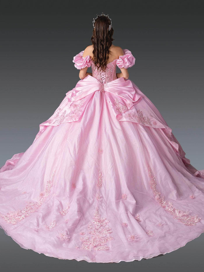 Dancing Queen 1994 - Ruffled Puff Sleeve Floral Ballgown Quinceanera Dresses XS / Pink