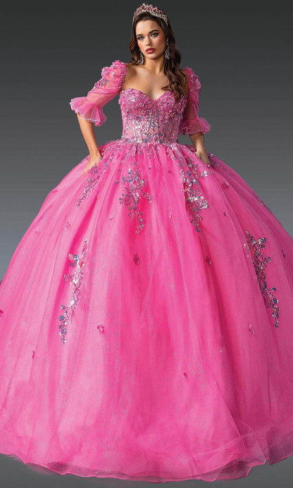 Dancing Queen 1995 - Strapless Sweetheart Sequin Lace Ballgown Quinceanera Dresses XS / Rose Pink