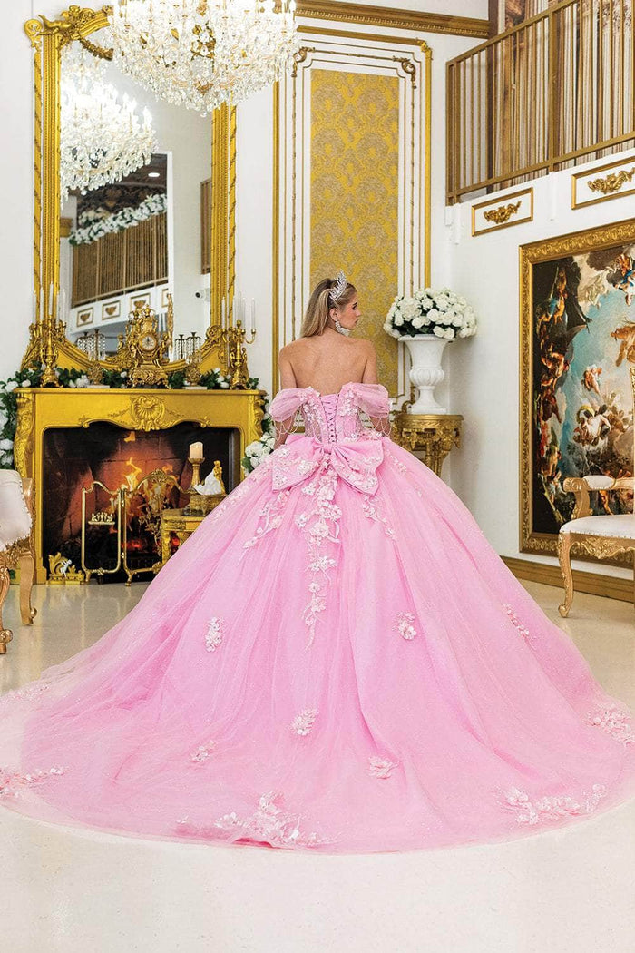 Dancing Queen 1998 - Floral Applique Basque Ballgown Quinceanera Dresses XS / Pink