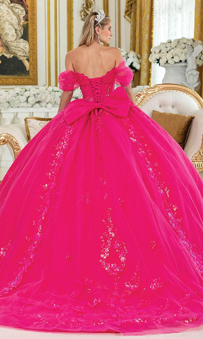 Dancing Queen 5006 - Sequin Embroidered Sheer Corset Ballgown Quinceanera Dresses XS / Fuchsia