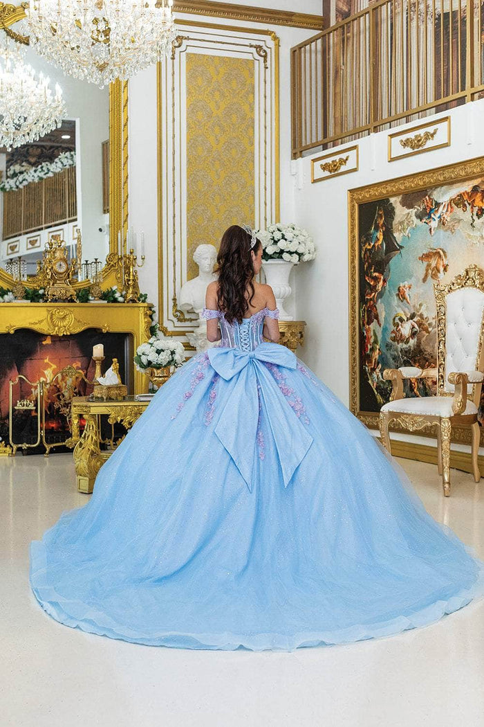 Dancing Queen 5016 - Floral Embellished Off Shoulder Ballgown Quinceanera Dresses XS / Bahama/Lilac