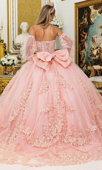 Dancing Queen 5020 - Sweetheart Embroidered Ballgown with Puff Sleeve Quinceanera Dresses XS / Blush