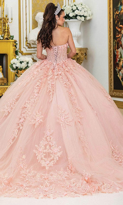 Dancing Queen 5027 - Lace Appliqued Strapless Tulle Ballgown Quinceanera Dresses XS / Blush