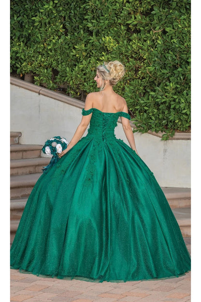 Dancing Queen Dresses DQ-1501 Quinceañera Beaded Gown with Full Skirt - Hunter Green / XS - Dress