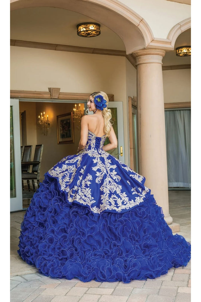 Dancing Queen Dresses DQ-1634 Strapless Royal Blue Quinceanera - Dress