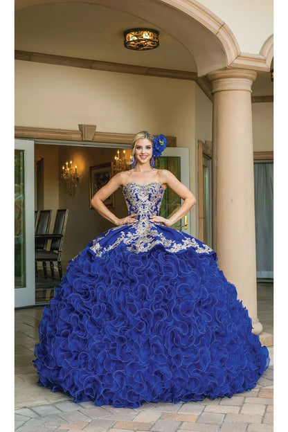 Dancing Queen Dresses DQ-1634 Strapless Royal Blue Quinceanera - Royal Blue / XS - Dress