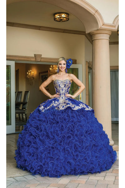 Dancing Queen Dresses DQ-1634 Strapless Royal Blue Quinceanera - Royal Blue / XS - Dress