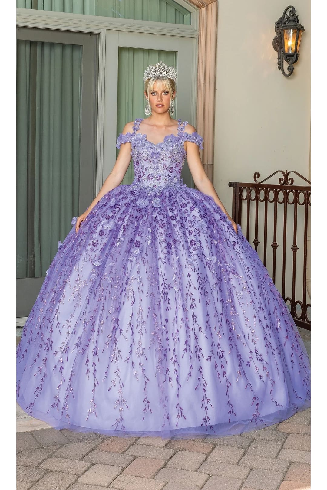 Dancing Queen Dresses DQ-1640 Quinceañera Ball Gown with Beaded Bodice - Lilac / XS - Dress