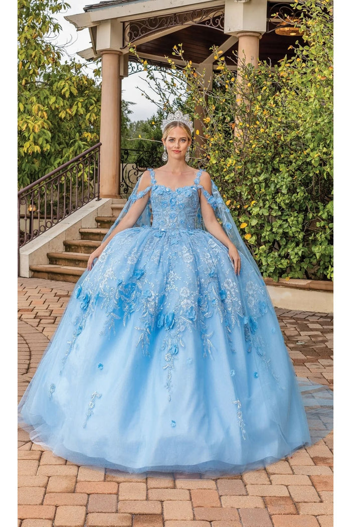 Dancing Queen Dresses DQ-1664 Quinceañera Glamorous Gown for Your Day - Bahama Blue / XS - Dress