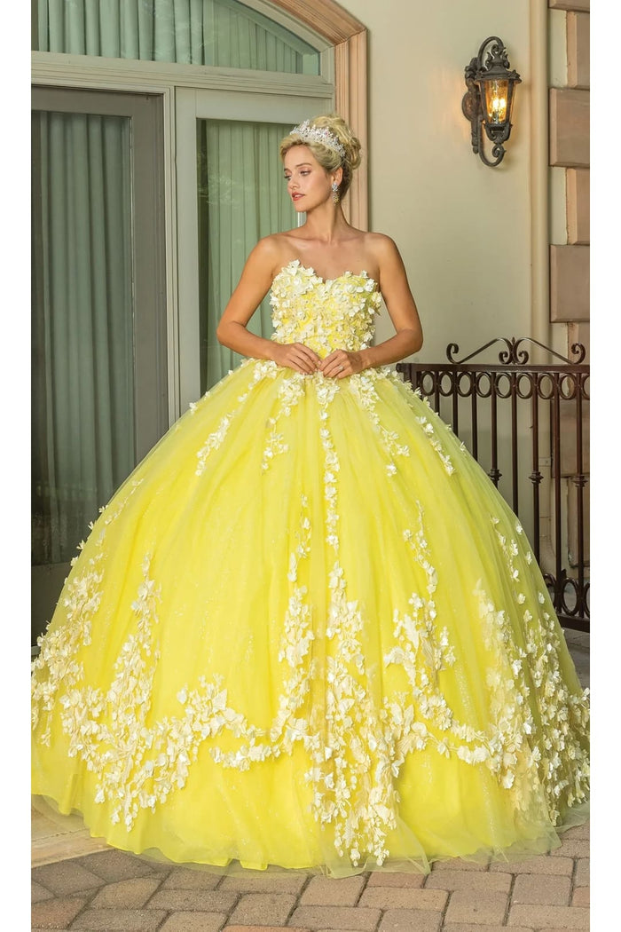 Dancing Queen Dresses DQ-1725 Quinceañera for Effortless Elegance - Yellow / XS - Dress