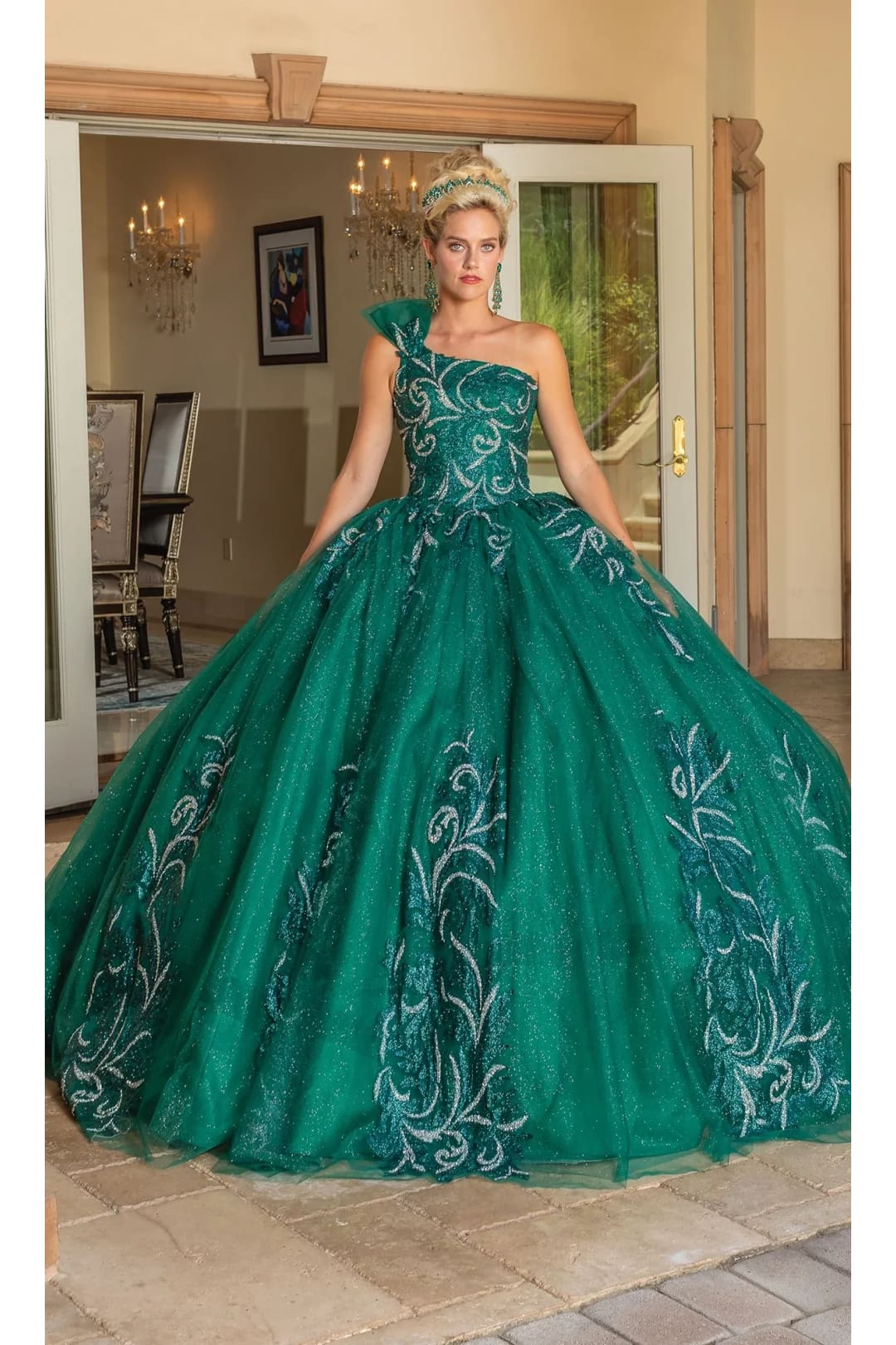 Dancing Queen Dresses DQ-1733 Quinceañera Gown with Voluminous Skirt - Hunter Green / XS - Dress